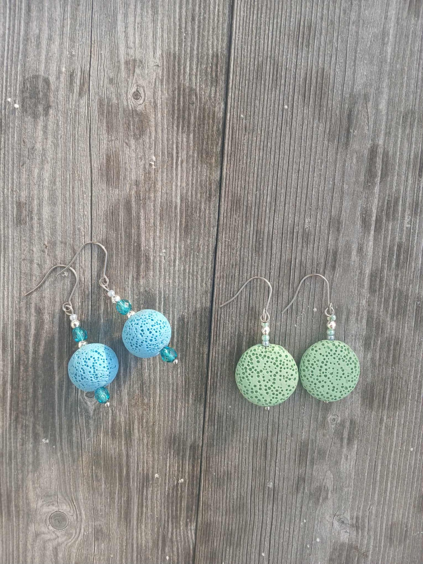 Örhänge "Bubble" och Örhänge "Green Chunky Lava"